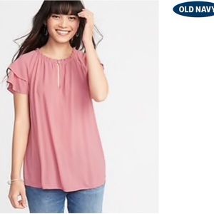 Pink ruffle sleeved top